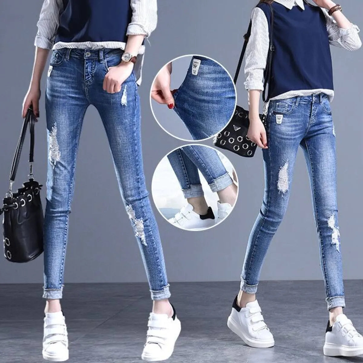 Vintage High Waisted Ripped Jeans